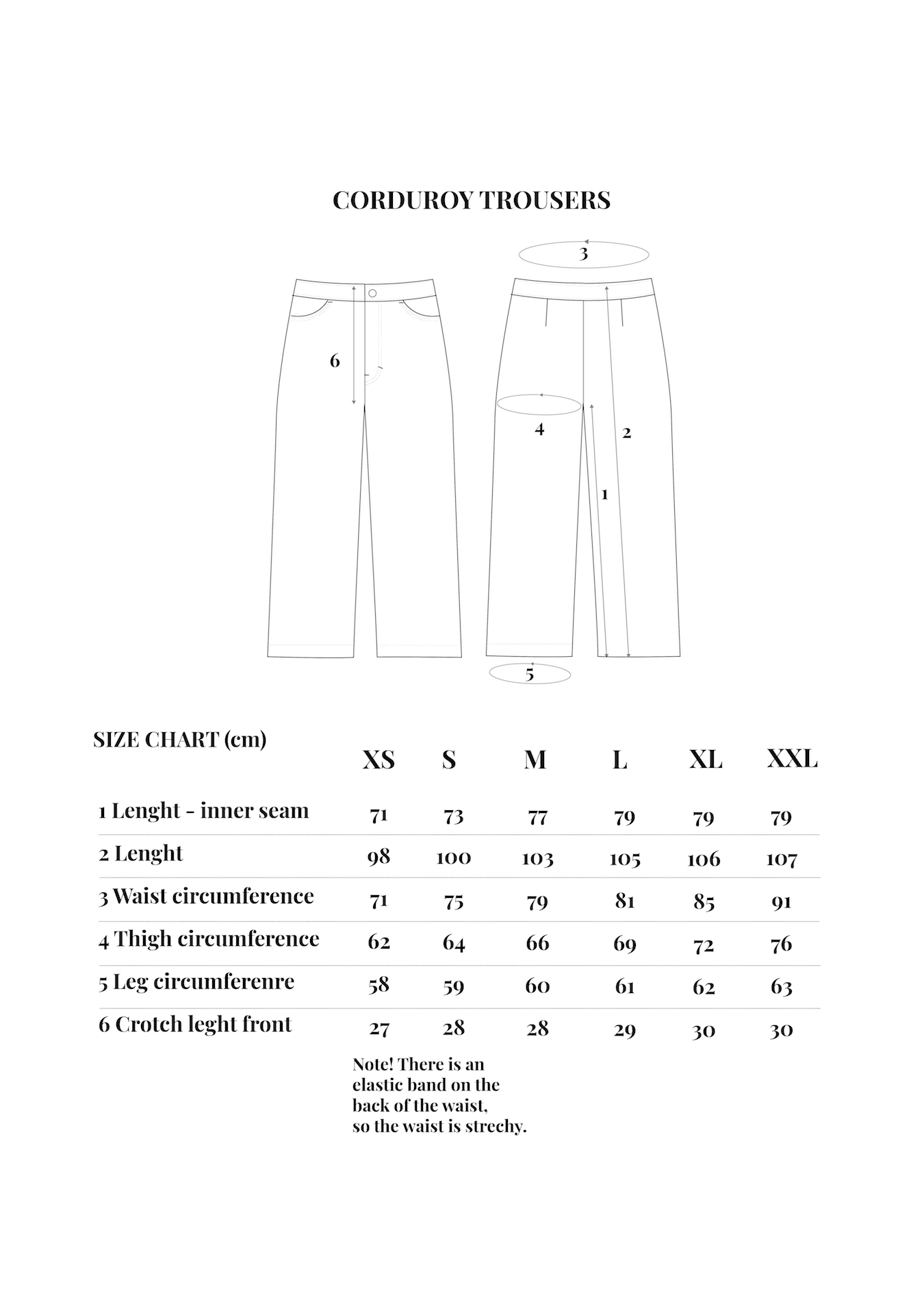 Corduroy Trousers - Black XL & XXL
