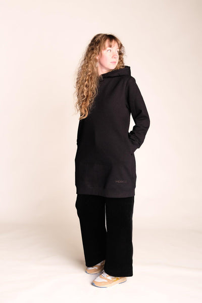 Buy online our sustainable clothing Sweater Hoodie Dress - Black - MORICO
